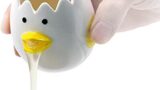 LuoCoCo Cute Egg Separator, Ceramics Vomiting Chicken Egg Yolk White Separator, Practical Household Small Egg Filter Splitter, Kitchen Gadget Baking Assistant Tool, Dishwasher Safe (Yellow)