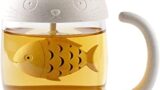 Cute Cat Glass Cup Tea Mug With Fish Tea Infuser Strainer Filter