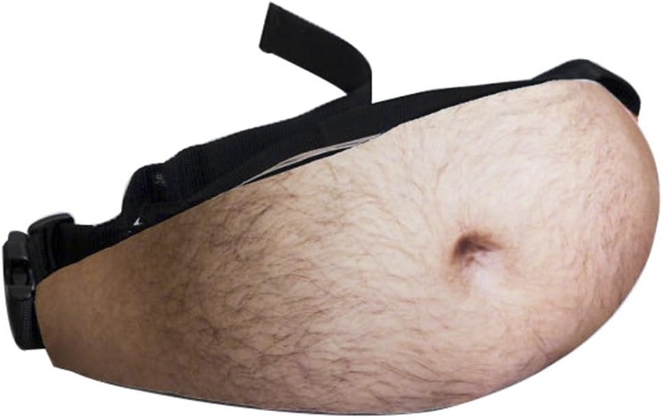 Funny White Elephant Gifts for Men Women Gag gifts Christmas Gift Exchange,Belly Fanny Pack Dad Bag Fake Beer Belly Waist Pack Unisex Waist Bag