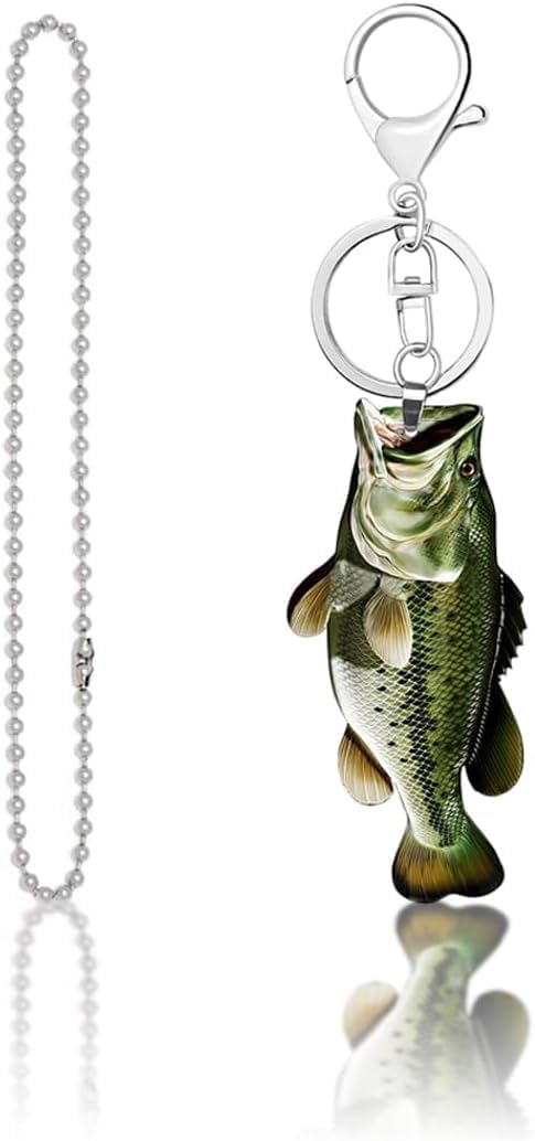 Fisherman Fishing Big Bass Creative 2d Flat Keychain Mother’S Day Gift Father’s Day Gift