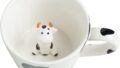 DIHOclub Cow Ceramic Cup Hidden 3D Animal Inside Mug,Cute Cartoon Handmade Figurine Mugs,Holiday and Birthday Gift for Coffee Milk Tea Lovers,12 OZ(White,Black)