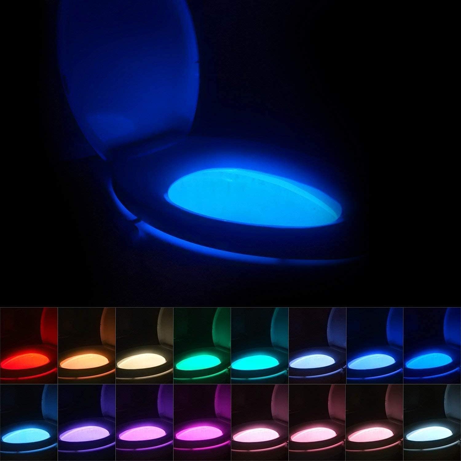 Chunace Toilet Bowl Night Light Motion Sensor, 16 Color Changing LED Gadgets for Bathroom Accessories Decor, Cool Gag Stuff for Men, Kids, Funny Stocking Stuffer Gifts 2024