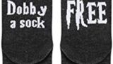 Dobby Socks, SweetGo Dobby Is Free Knitted Words Unisex Combed Cotton Novelty Funny Socks 1 Pack (Black-1 Pair, One Size)