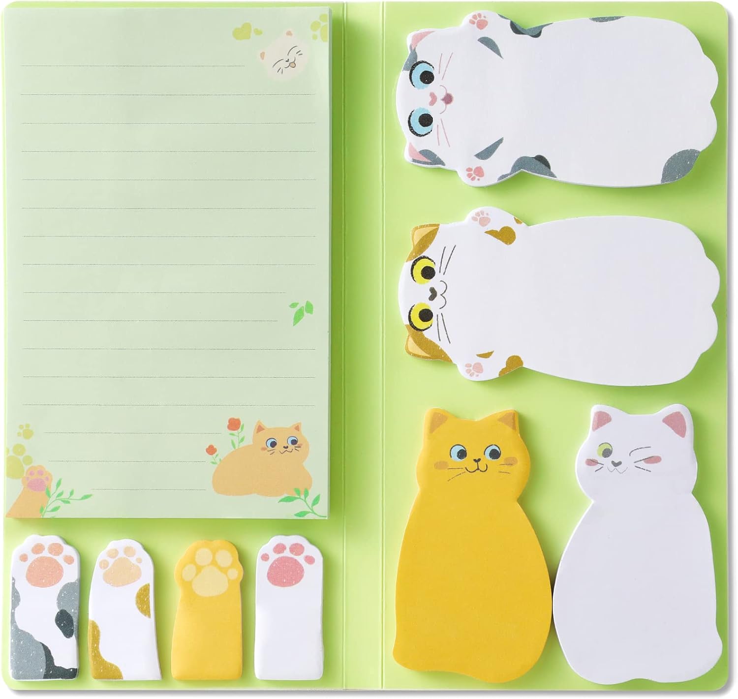 Hommie Cat Sticky Notes Set, Cute Sticky Note Animal Divider Tabs Bundle Writing Memo Pads Page Marker, Sticky Notes Pads for Cat Lovers Kids Office School Supplies Creative Gifts