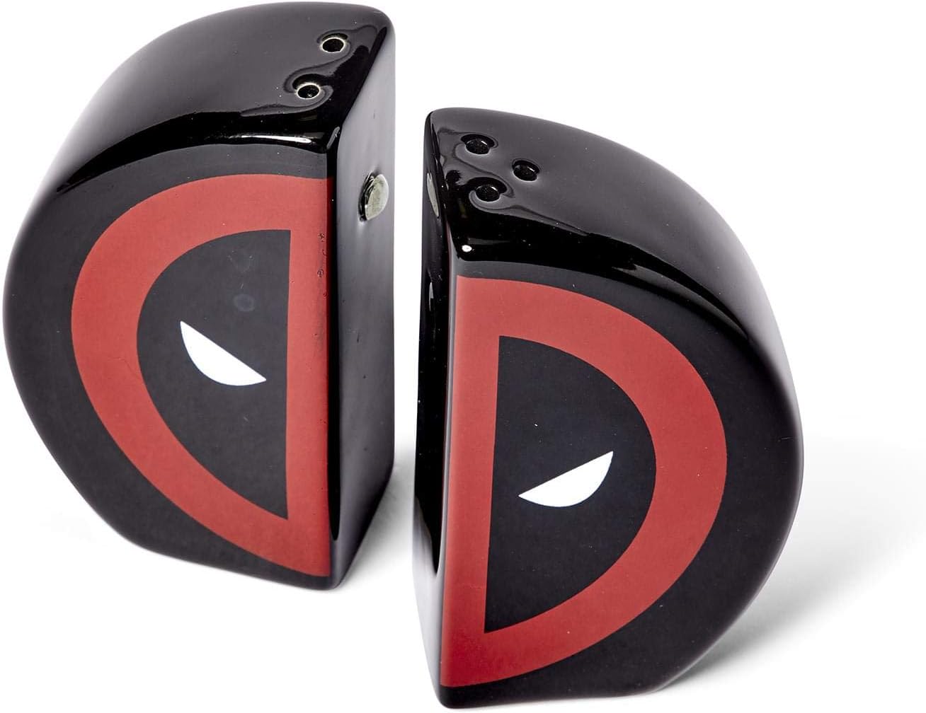 Marvel Deadpool Salt and Pepper Shaker Set – Novelty Red & Black Ceramic Shakers – Cute Kitchen & Table Accessories – Funny Seasoning Holder – Home Cooking Items – Superhero Movie & Comic Stuff Gifts