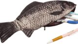 Pencil Case Fish Shaped Novelty Fish Pen Bag Fish Coin Purse Funny Pencil Case Gifts for Office Supply (Fish #1)