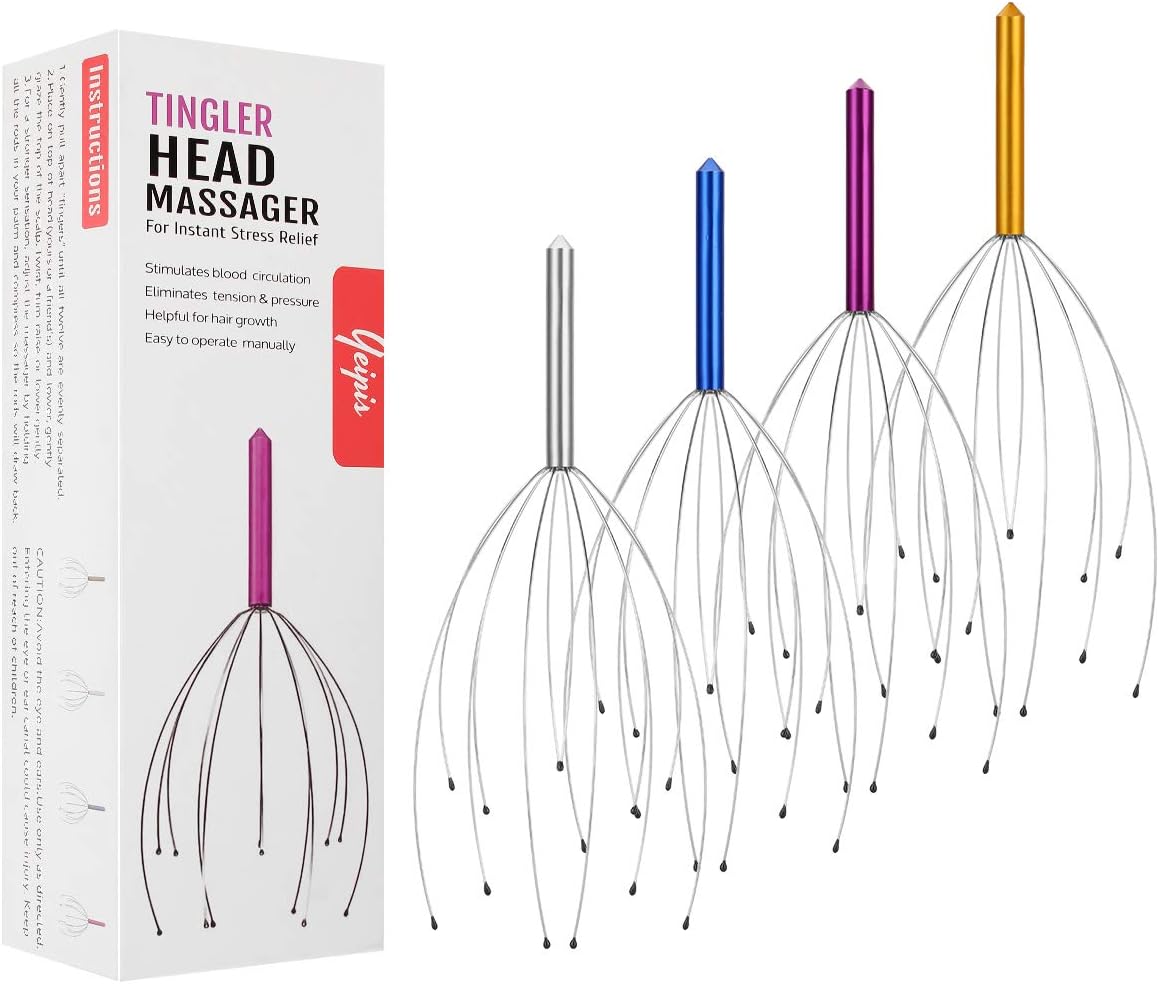 4 Pack Scalp Massagers, Handheld Head Massage Tingler, Scratcher for Deep Relaxation, Hair Stimulation and Stress Relief