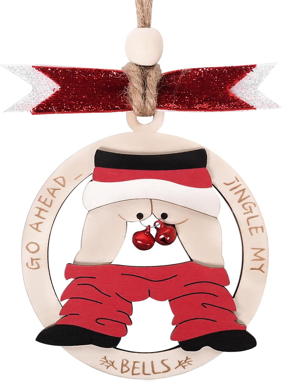 2024 Jingle My Bell Christmas Ornament, Funny and Naughty Gag Gift for Adults, Inappropriate 3D Wooden Christmas Ornament, Dirty Santa Gift, Funny Christmas Ornaments for Gift Exchange