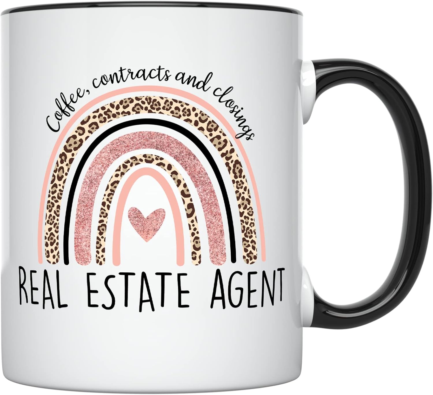 YouNique Designs Real Estate Agent Mug, 11 Ounces, Real Estate Novelty Items, Real Estate Agent Accessories, Real Estate Agent Coffee Cup for Women (Black Handle)