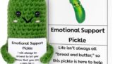 Funny Pickle Emotional Support Doll, Cute Crochet Cucumber Toy with Positive Card Cheer Up Funny Gag Gifts for Best Friend Birthday Housewarming Women Teacher Fall (Pickle)