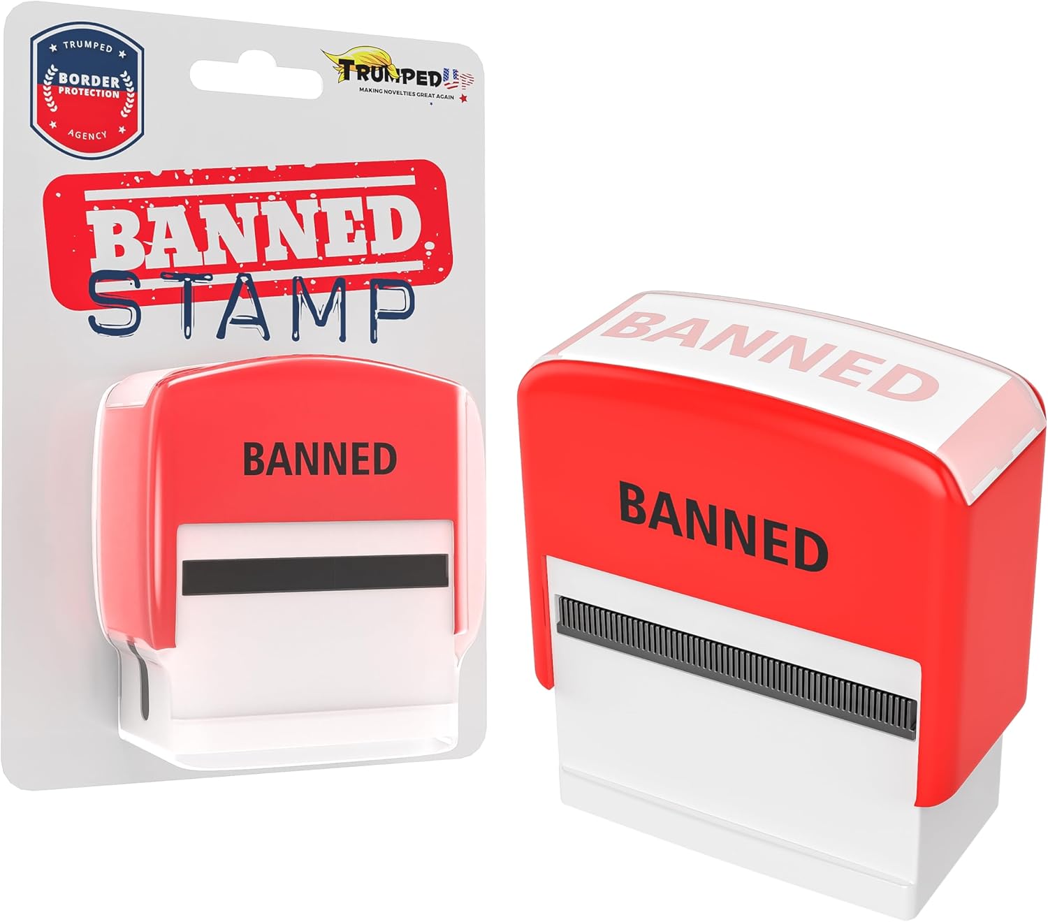 Fairly Odd Novelties Donald Trump Self-Inking Banned Political Novelty Gag Gift Stamp – Red Ink