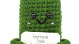 Hoedia Handmade Emotional Pickle Gift, Cucumber Crochet Doll Inspirational Gifts with Cards, Cute Knitted Funny Support Pickle Potato Friend Birthday Valentines Mothers Day Easter (Emotional Pickle)