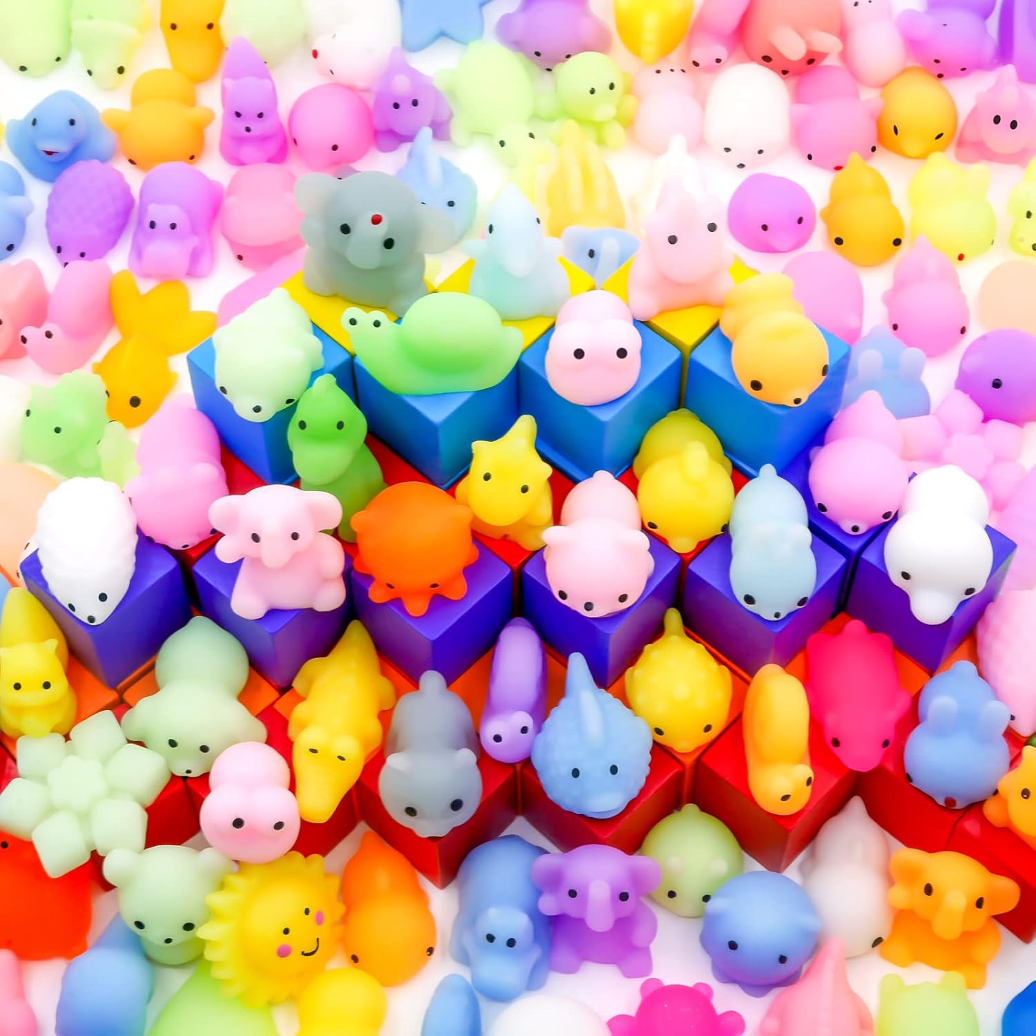 100 Pcs Kawaii Squishies, Mochi Squishy Toys for Kids Party Favors, Mini Sensory Stress Relief Goodie Bags Novelty Toy, Classroom Prizes , Christmas Stocking, Birthday/Xmas Gifts (Random)