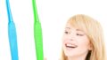 2 Pack 15.75×1.57 Inches Giant Toothbrush Props, Oversized Gag Novelty Bath Brushes, Huge Comedy Item for Costume Accessory, Photo Shoots, Party Favors, Pet Grooming, Green and Blue