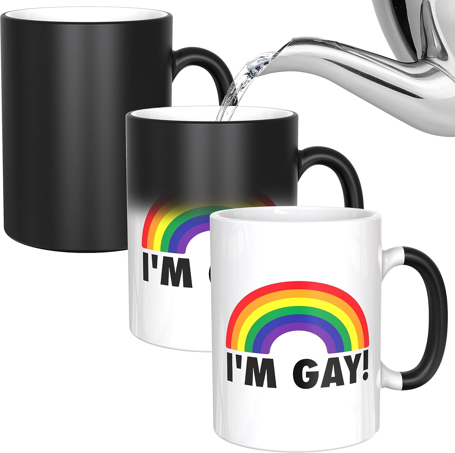 I’m Gay Rainbow Heat Change Mug – Funny Rude Mug – Message Appears as it Heats – Perfect Novelty Gag Gift, best funny gifts and pride accessories