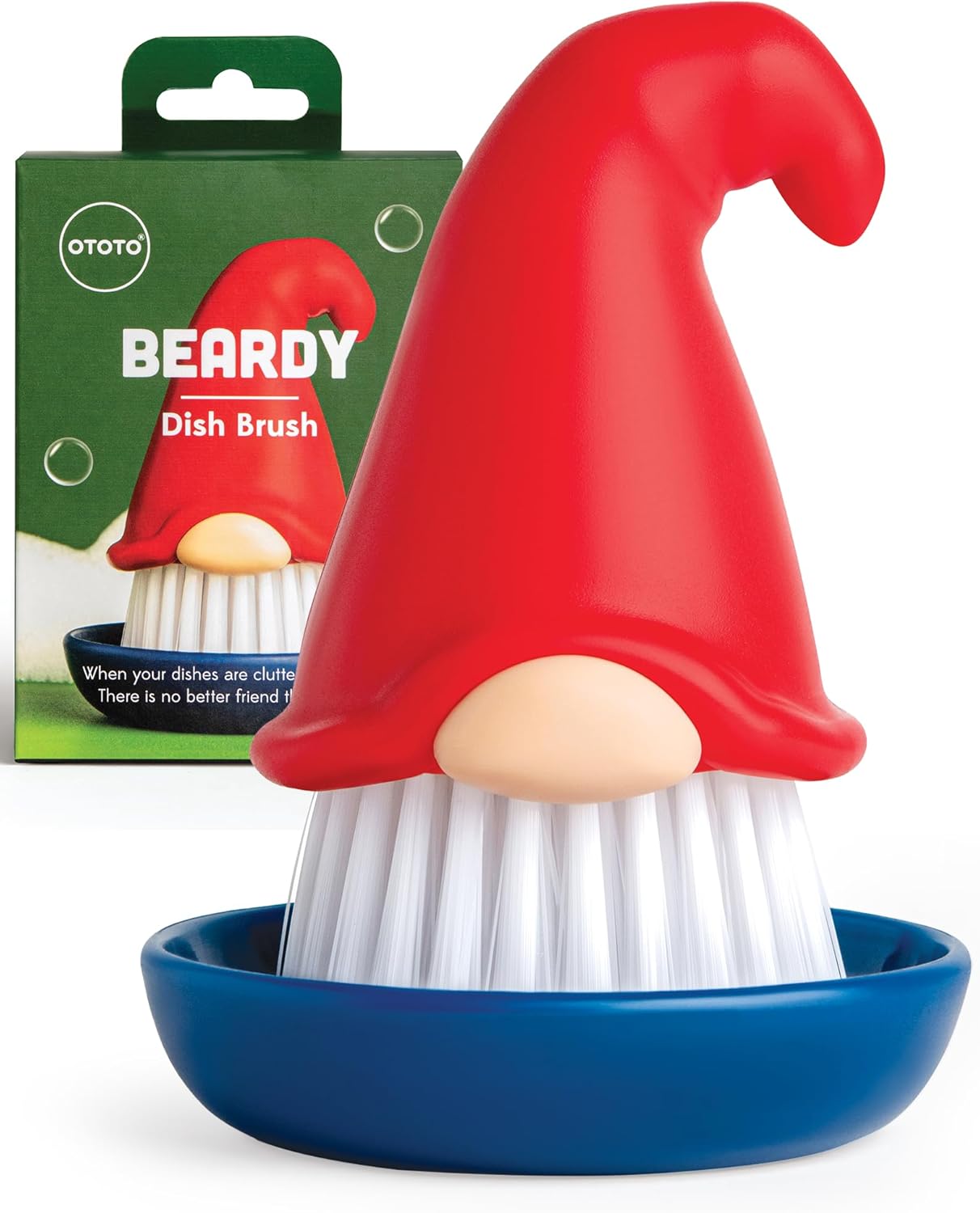 OTOTO Beardy Dish Brush – Dish Scrub Brush, Gnome Gifts, Quirky Gifts, Dish Brush, Cute Kitchen Accessories, Vegetable Brush, Cute and Useful Gifts for Women