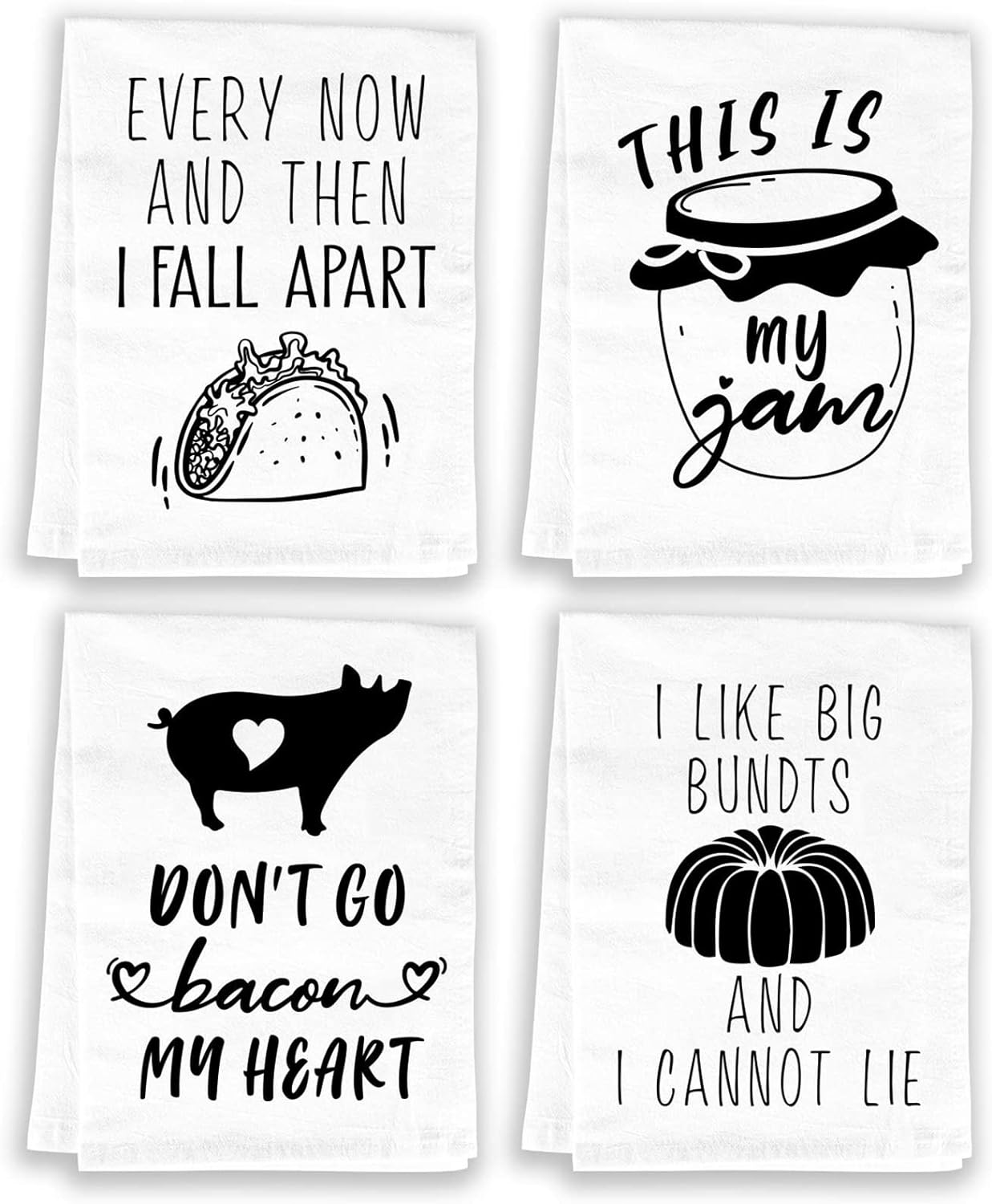 Miracu Funny Kitchen Towels and Dishcloths Sets of 4 – Valentines Day, Housewarming Gifts for New House Home, Decorative Dish Towels for Women, Fun Cute Hand Towels, Flour Sack Tea Towels for Kitchen