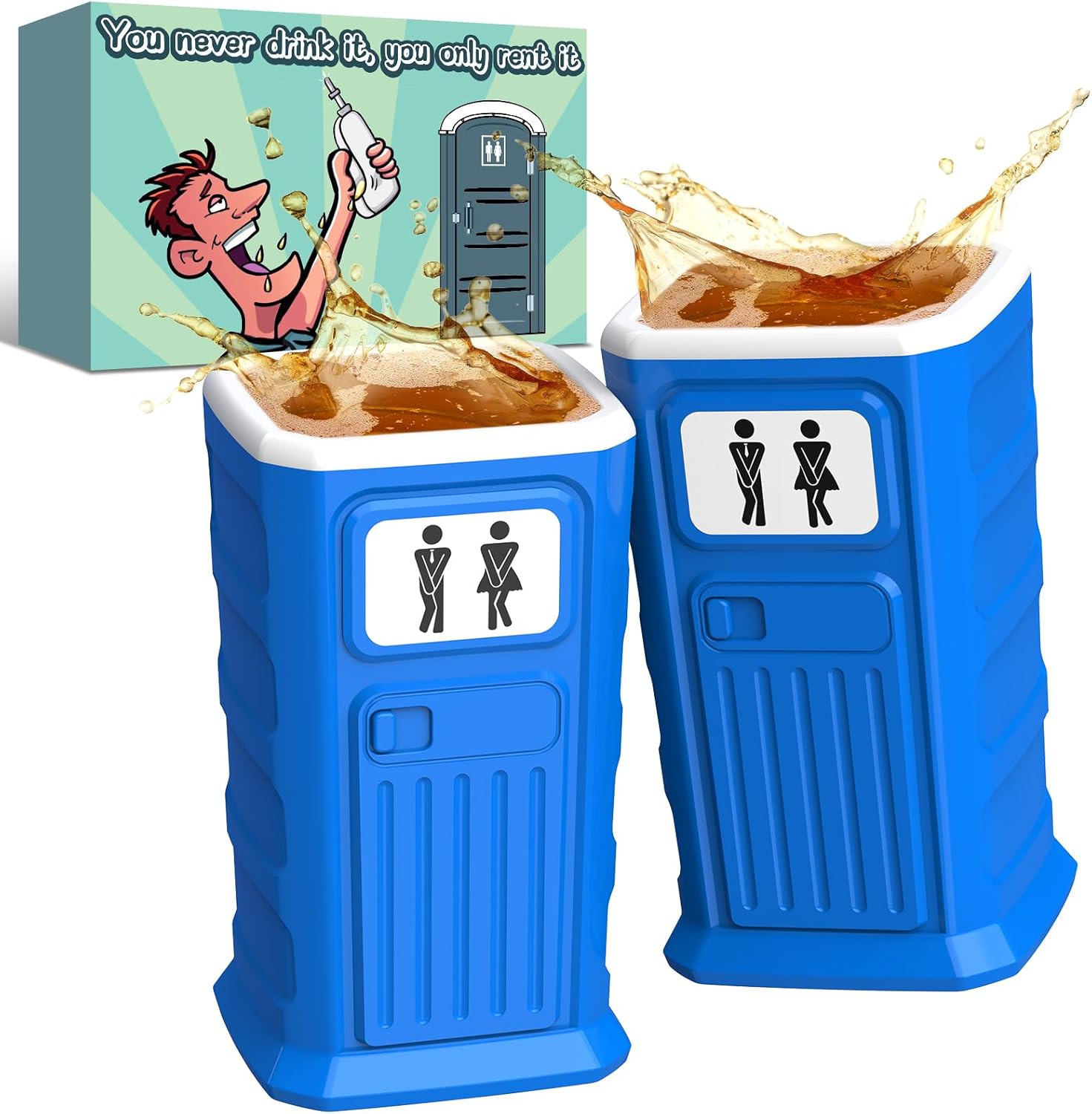 Funny Porta Potty Shot Glasses: White Elephant Gag Fun Novelty Yankee Party Exchange Gifts for Adults Men – Secret Dirty Santa Christmas Stocking Stuffers Ideas for Dad Husband Coworker Brother