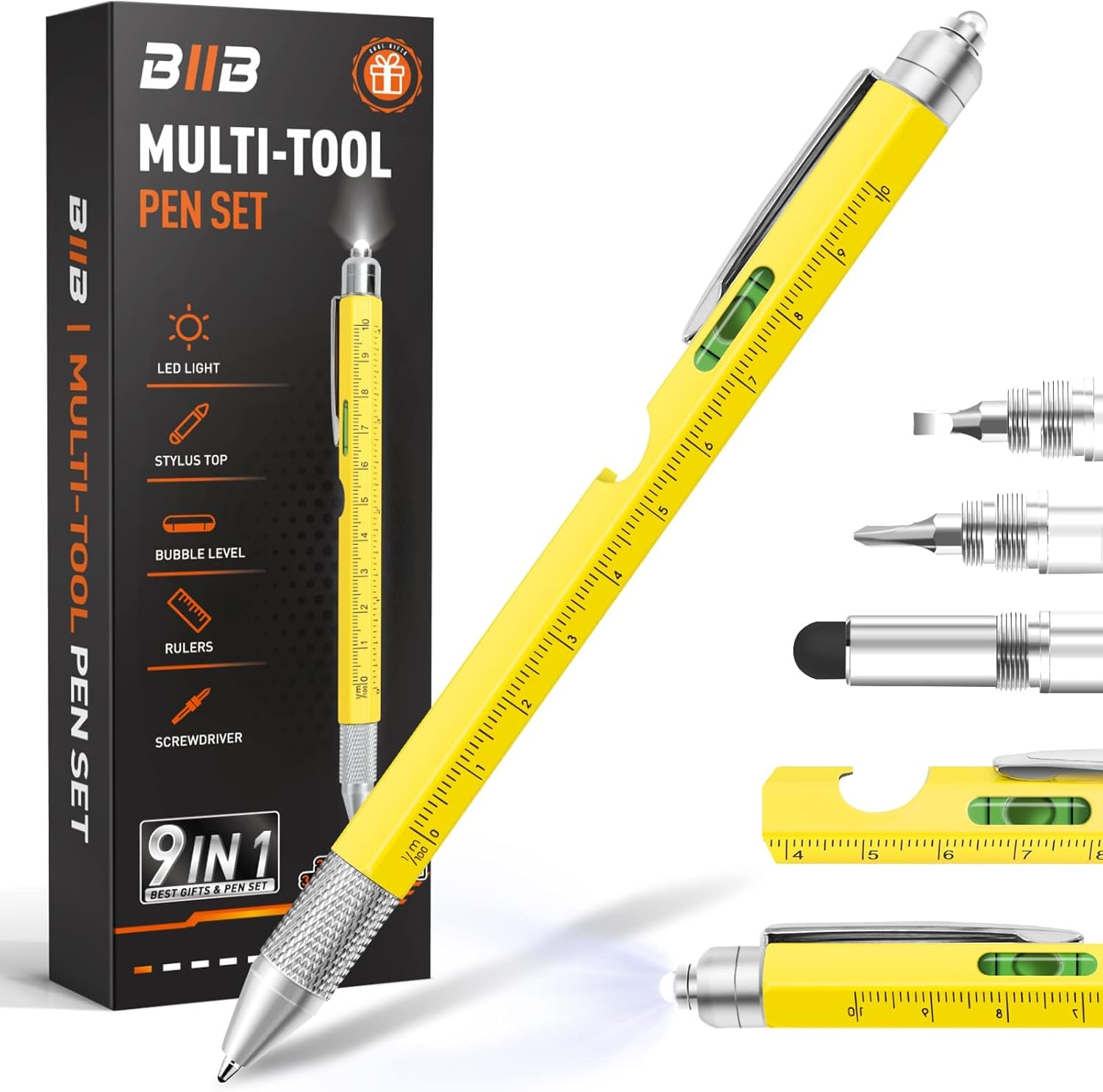 BIIB Valentines Day Gifts for Him, Gifts for Men 9 in 1 Multitool Pen, Mens Valentines Gifts, Boyfriend Husband Valentines Day Gifts for Dad, Birthday Gifts for Men, Unique Dad Gifts Gadgets for Men