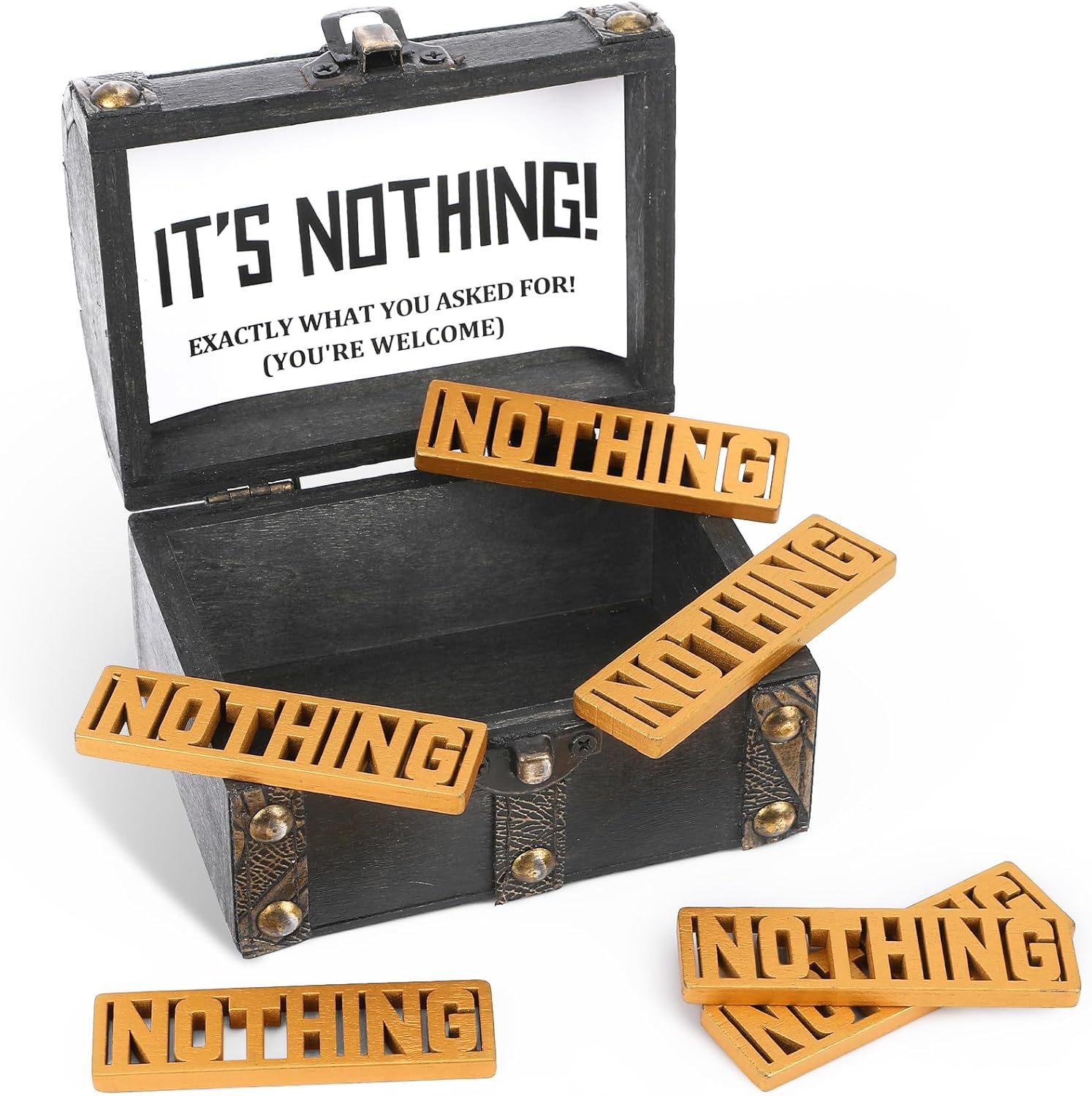 The Gift of Nothing, Pirate Treasure Chest with Golden Nothing, Funny Christmas Gag Gifts for Person Who Wants Nothing, Hilarious Practical Joke Unique Birthday Gifts for Women Men