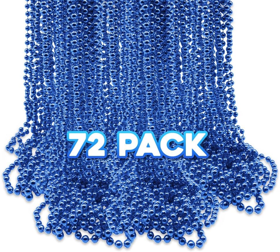 Windy City Novelties – 33″ Inch Metallic Bead Necklace Bulk 72 Pack