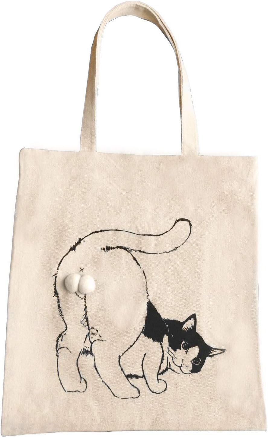 Women Tote Bag Cute Kitty Cat Balls Design, Handmade Handbag Canvas Shoulder Zipper Bags, with Inner Pocket