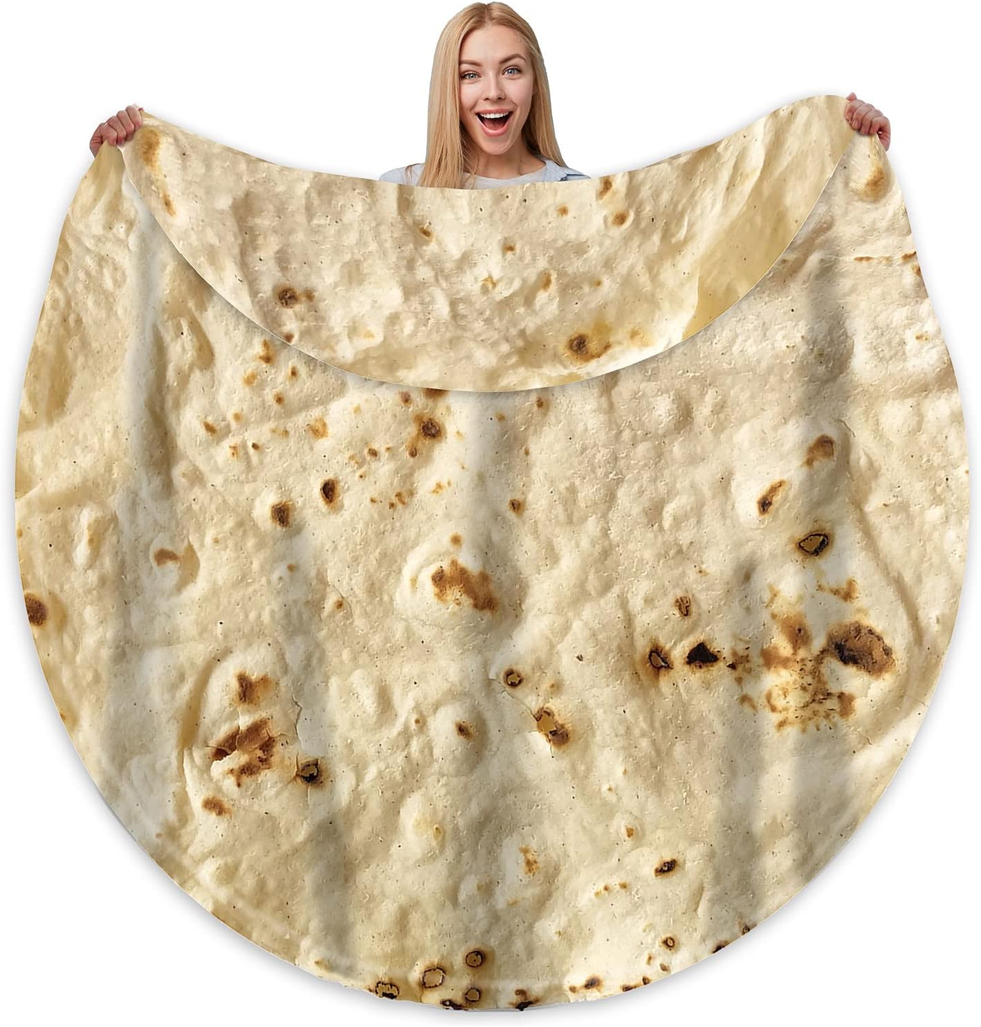 Bcareself Tortilla Blanket Adult Size Giant Double Sided for Kids Funny Realistic Food Personalized Throw Blanket Novelty Gift for Everyone 300 GSM Soft Flannel 60 inches Yellow