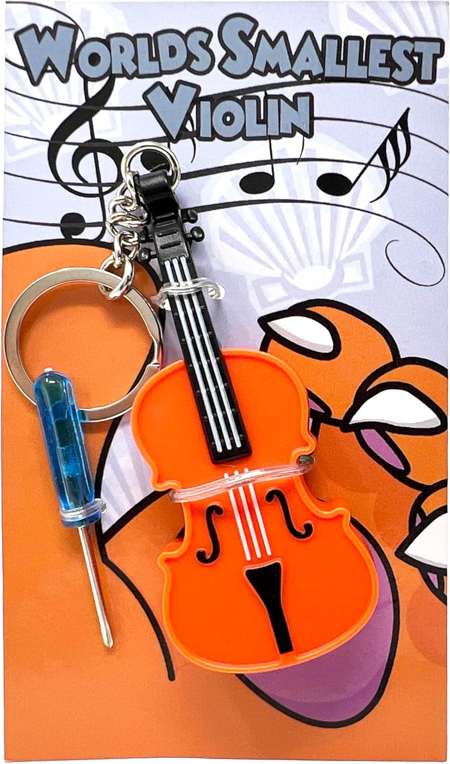 MunnyGrubbers – Original World’s Smallest Violin Toy Keychain With Playable Sad Music – Tiny Mini Violin Keychain with Sound