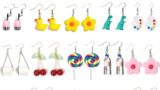 20 Pairs Weird Earrings Funny Earrings Gummy Bear Duck Water Bottle Fish Dinosaur Mushroom Butterfly Strawberry Dangle Earrings Set for Women