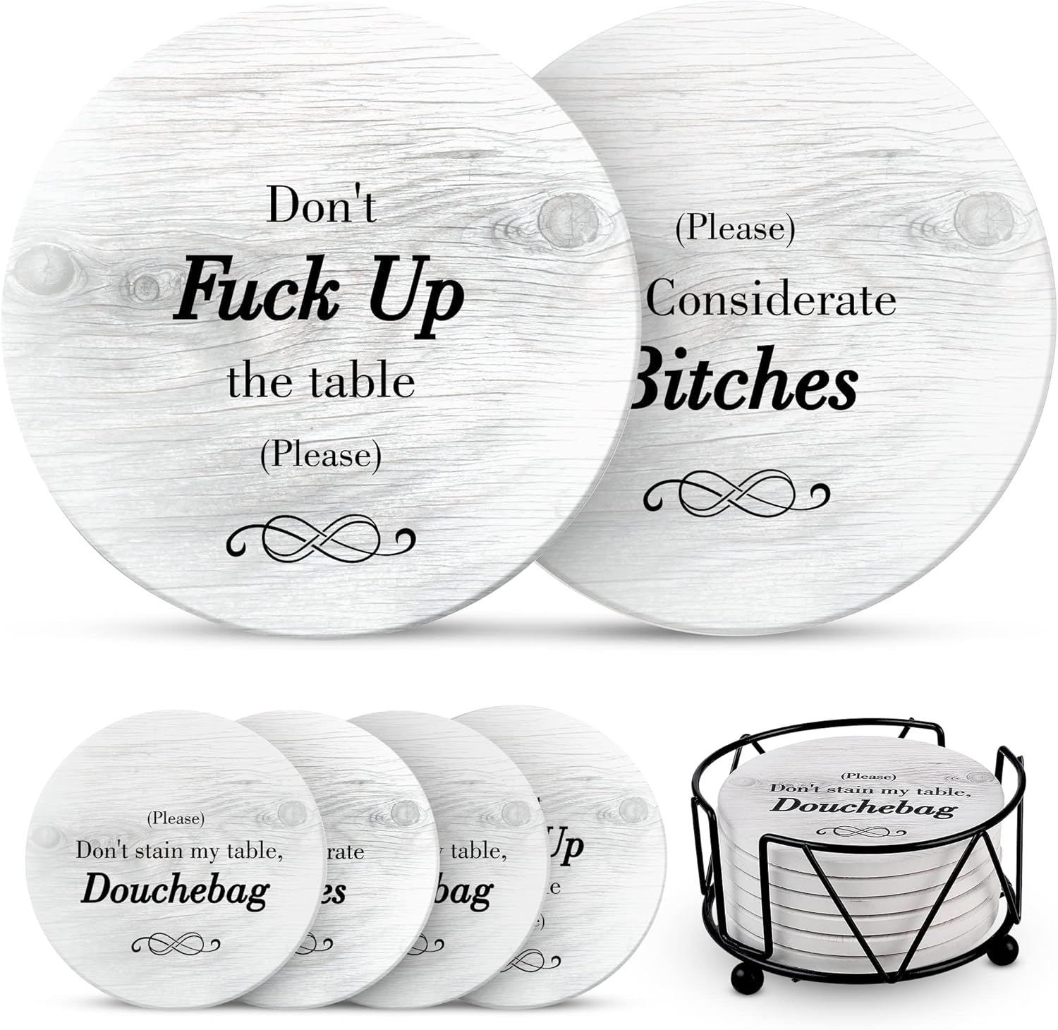 Funny Coasters – Perfect White Elephant Gifts – Unique Gifts for Women Men – Cool Friend Gifts – Secret Santa Gifts – Gag Gifts – Couples Gifts – Funny Housewarming Gifts – Birthday