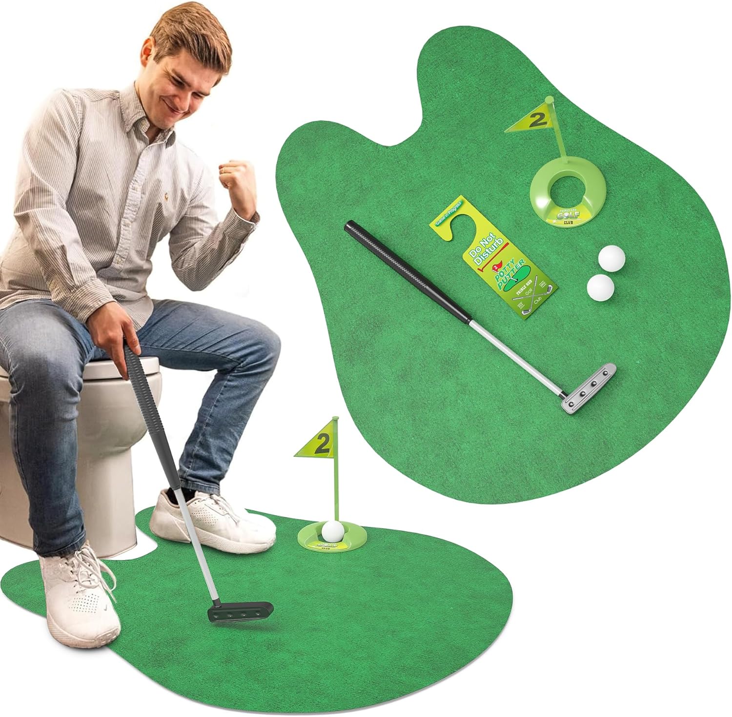 Potty Putter Toilet Time Golf Game – Perfect Bathroom Mini Golf Set for Golf Enthusiasts – Hilarious and Fun Novelty Gift for All Ages – Improve Your Putting Skills on the Loo!