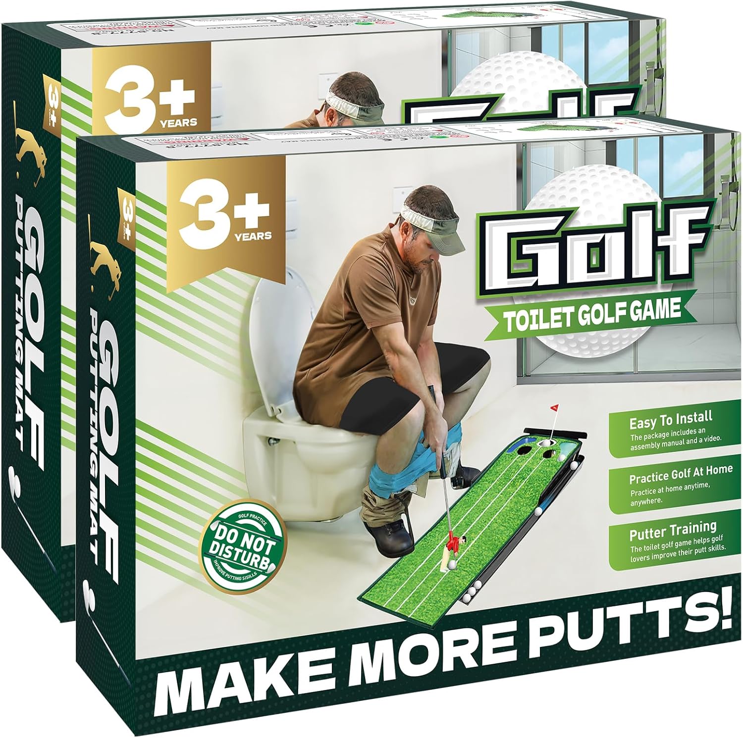 Toilet Golf Empty Box, 2x Funny Prank-shaped Putting Green Hole Set Gag Gift for Men, Cool White Elephant Gift for Adults, Hilarious Prank Ideal Gift Idea Present for Birthday, Father’s Day, Christmas