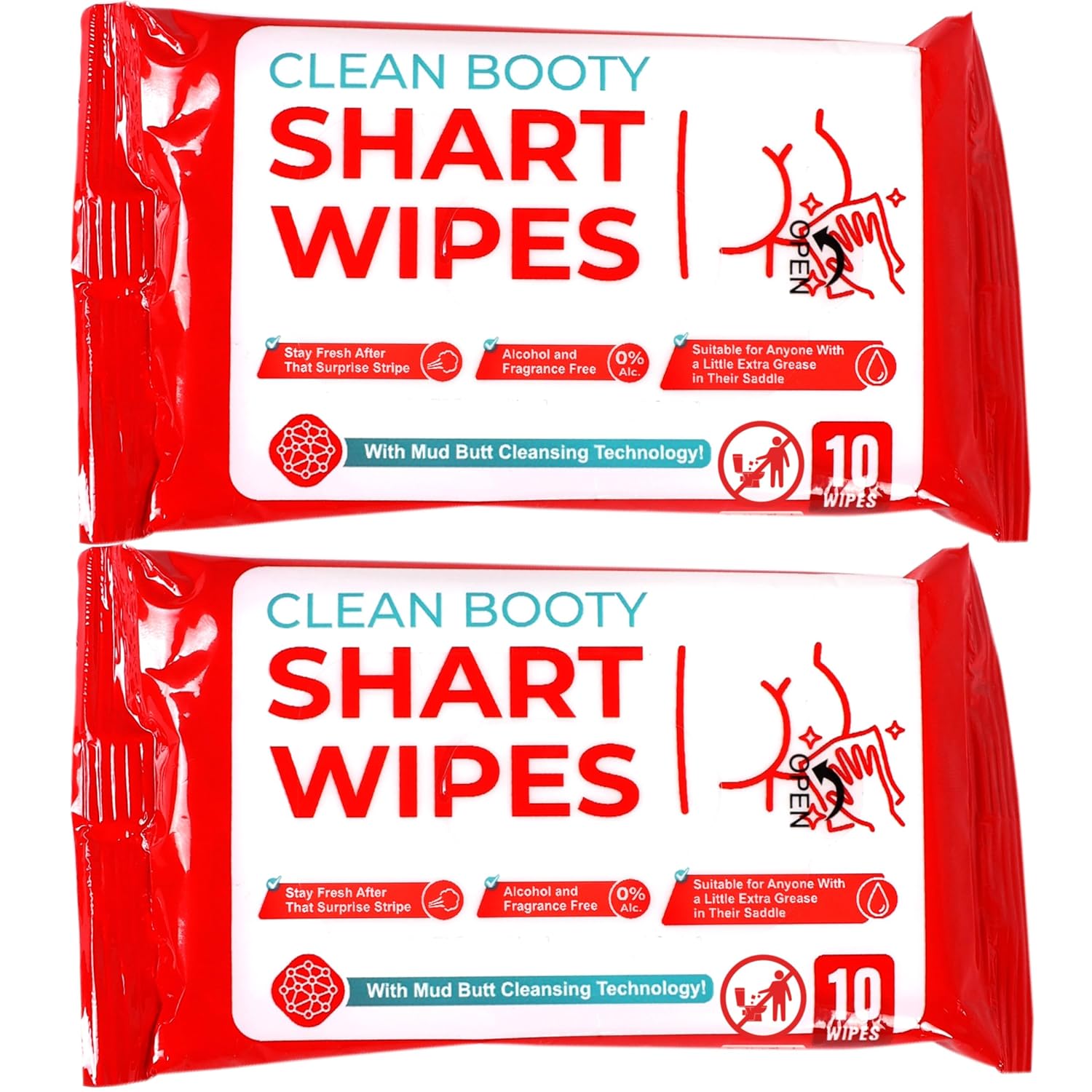 Funny Shart Butt Wipes 2PK by Witty Yeti. 20 Ct Hilarious Potty Humor Wet Wipe Gag Gift. Functional Prank Pack Great for Friends or Family. Disposable Moist Towelettes for When Oops That Wasn’t a Fart