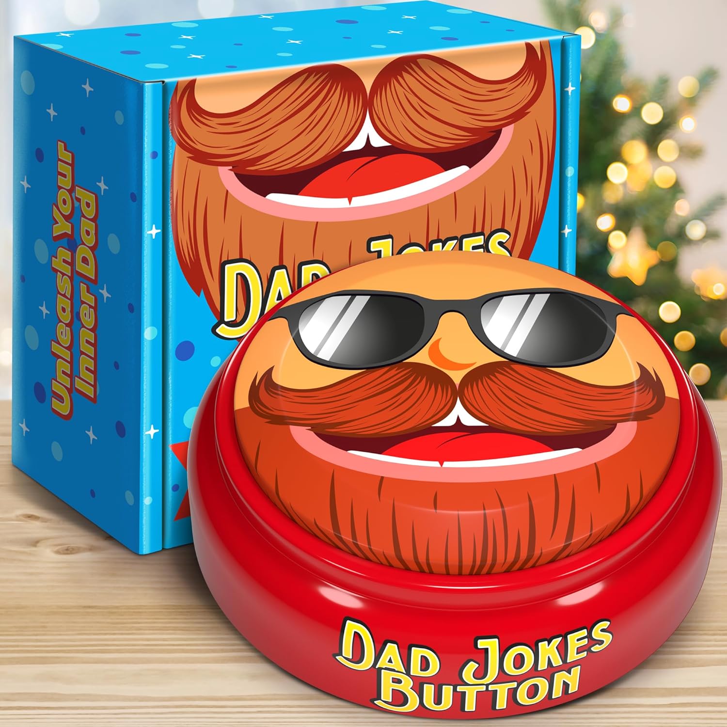 Funny Gag Gift for Fathers – Dad Jokes Button with Record Function – 100 Jokes – Valentines Day, Birthday, White Elephant Gifts for Him, Adults, Grandfather, Men, Papa, Grandpa, Boyfriend, Coworkers