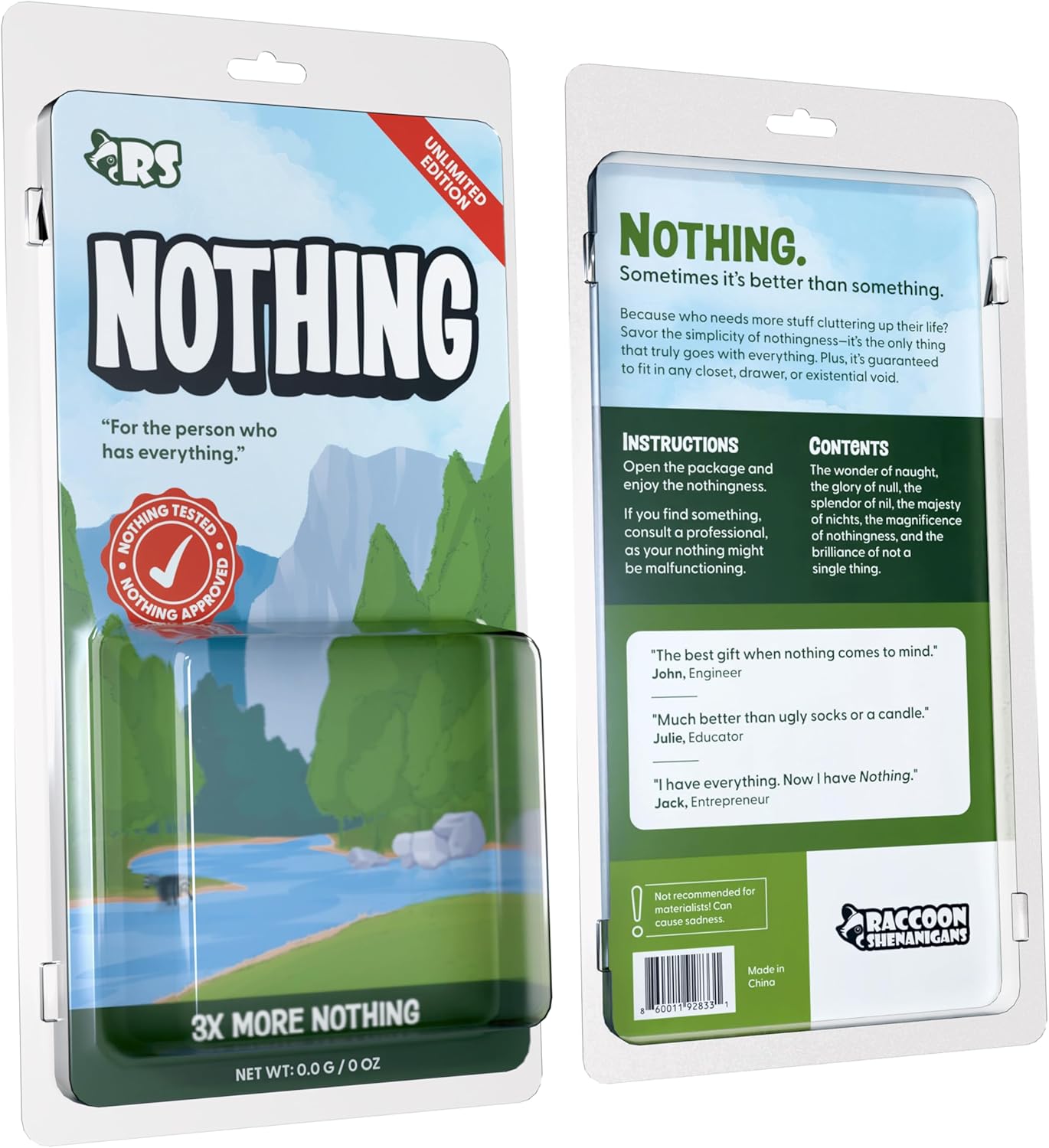 Nothing Gift – Funny Gag Gift for Men Who Want Nothing Or Have Everything – Hilarious White Elephant Gift of Nothing – Christmas Stocking Stuffer Useless Box