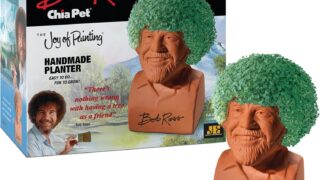 Chia Pet Bob Ross with Seed Pack, Decorative Pottery Planter, Easy to Do and Fun to Grow, Novelty Gift, Perfect for Any Occasion