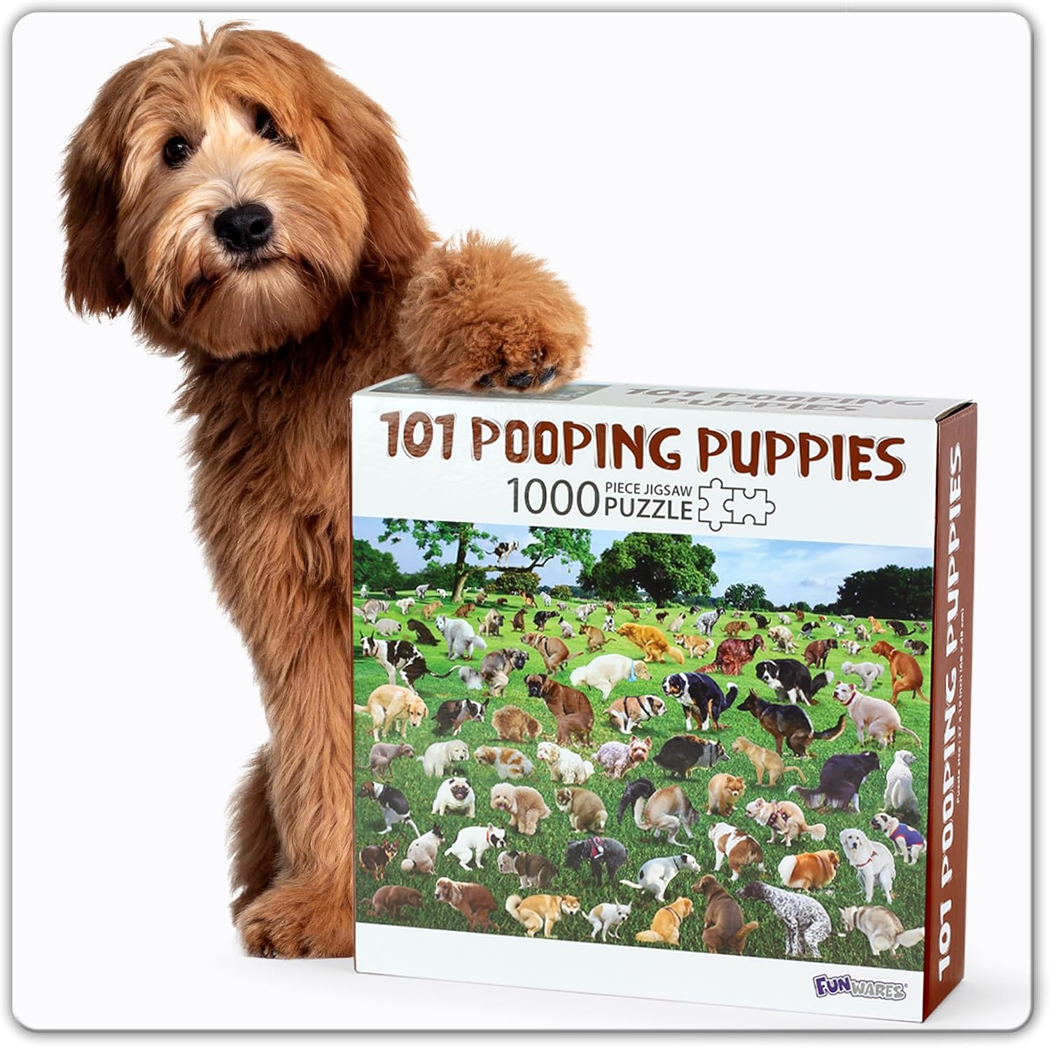 Funwares Original 101 Pooping Puppies Puzzle – Hilarious Jigsaw Puzzle – Perfect White Elephant Gag Gift – Funny Dog Pooping Puzzle for Adults and Kids! 1000 Piece Puzzle!