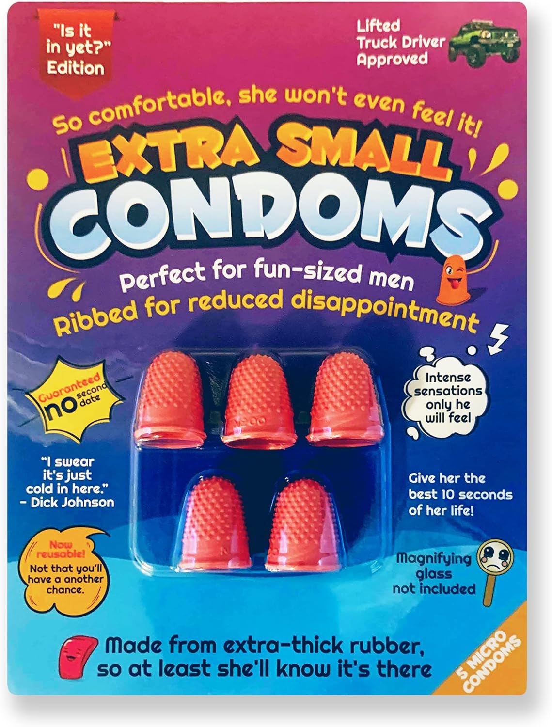 Hilarious Extra Small-Condoms Gag Gift by Witty Yeti. 2 Pack Funny Christmas-Stocking Stuffer or White Elephant Idea. Prank Friends and Family with This Goofy Novelty Practical Joke for Men or-Women.