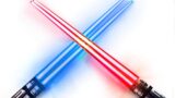 Lightsaber Chopsticks Light Up, Star Wars Chopsticks Light Up, Mini Lightsaber, Fun Chop, Cool Chopsticks, Light Saber Chopsticks, Led Chopsticks, 2 PAIRS, Blue Red (Glossy Tips)