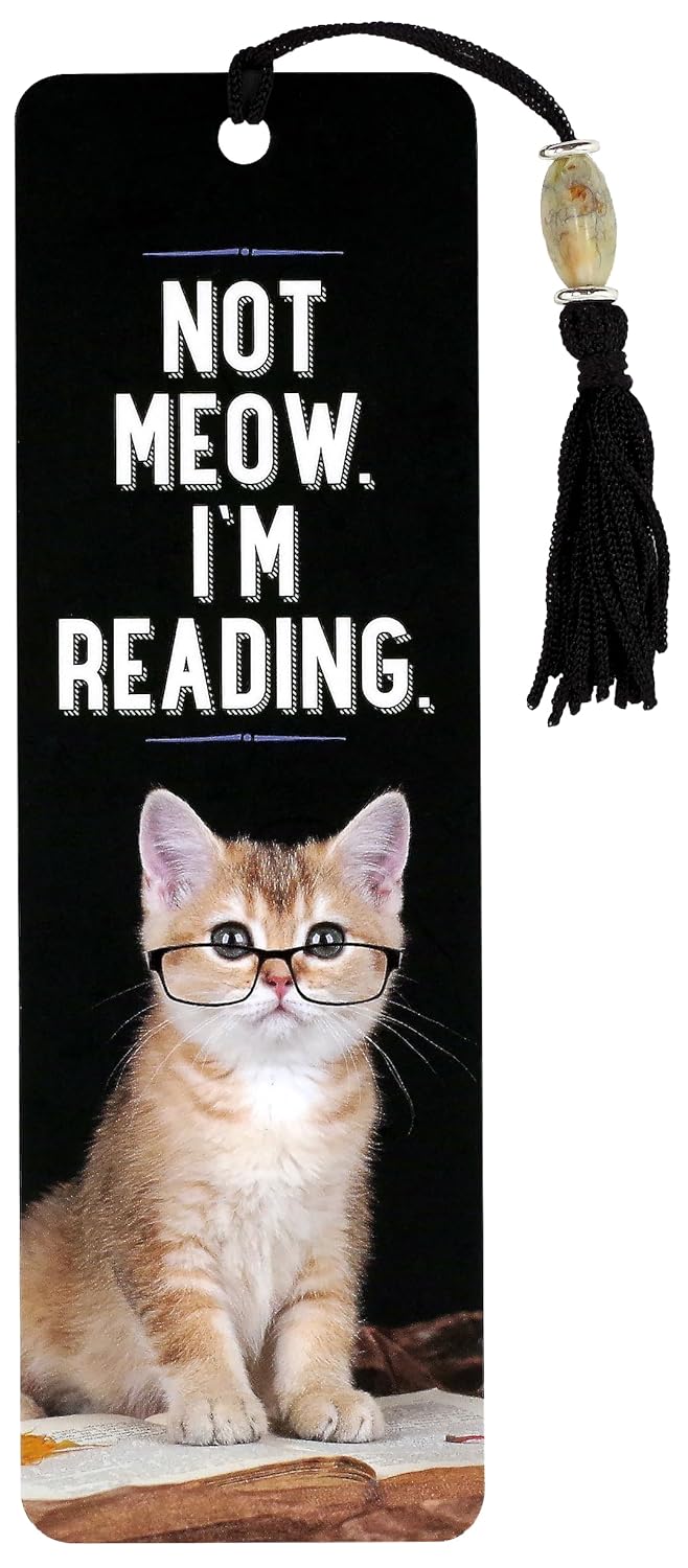 Not Meow, I’m Reading Beaded Bookmark, Cardstock