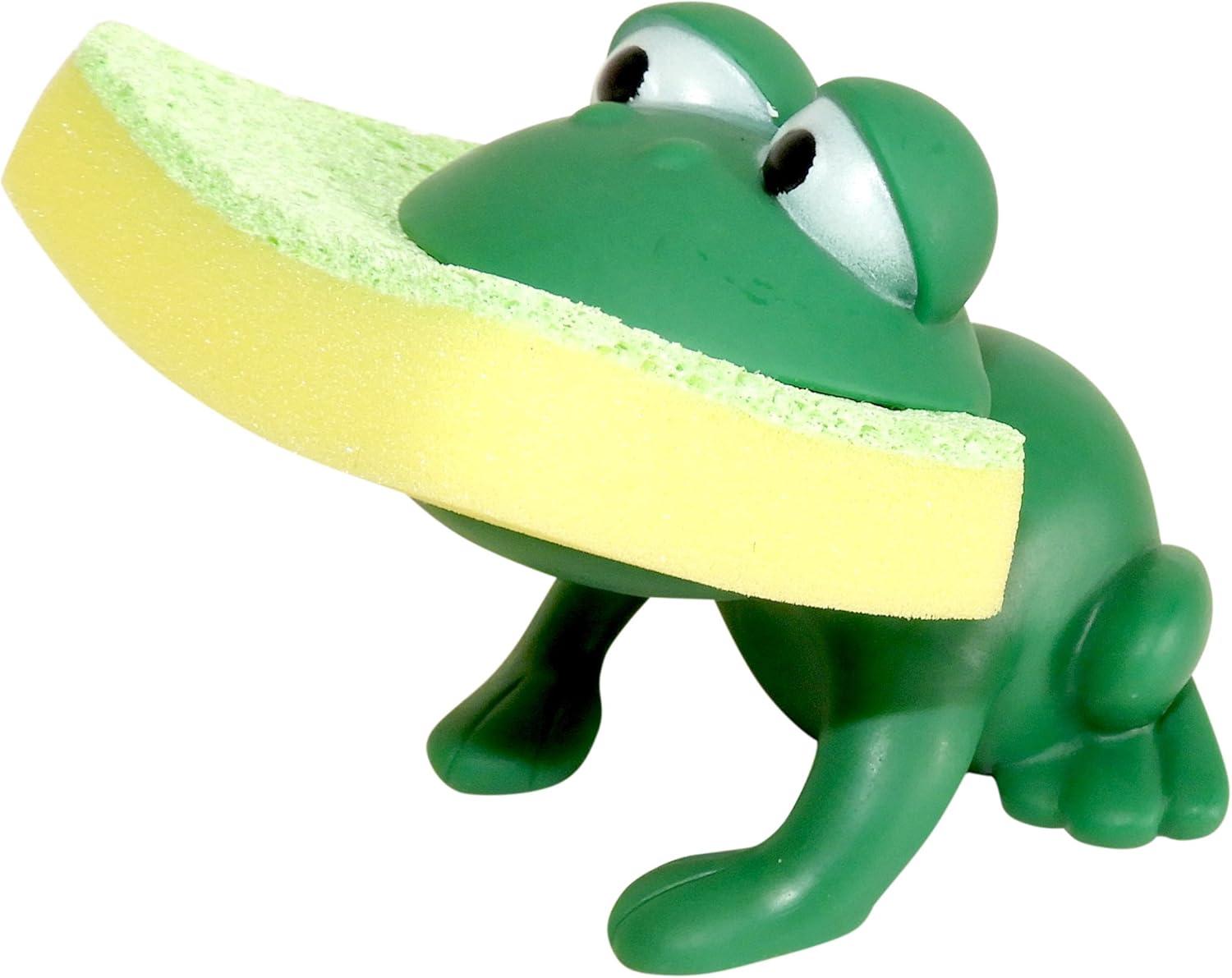 Animal Shape Novelty Kitchen Sponge Holder and Sponge Choice of Frog or Duck (Green Frog)