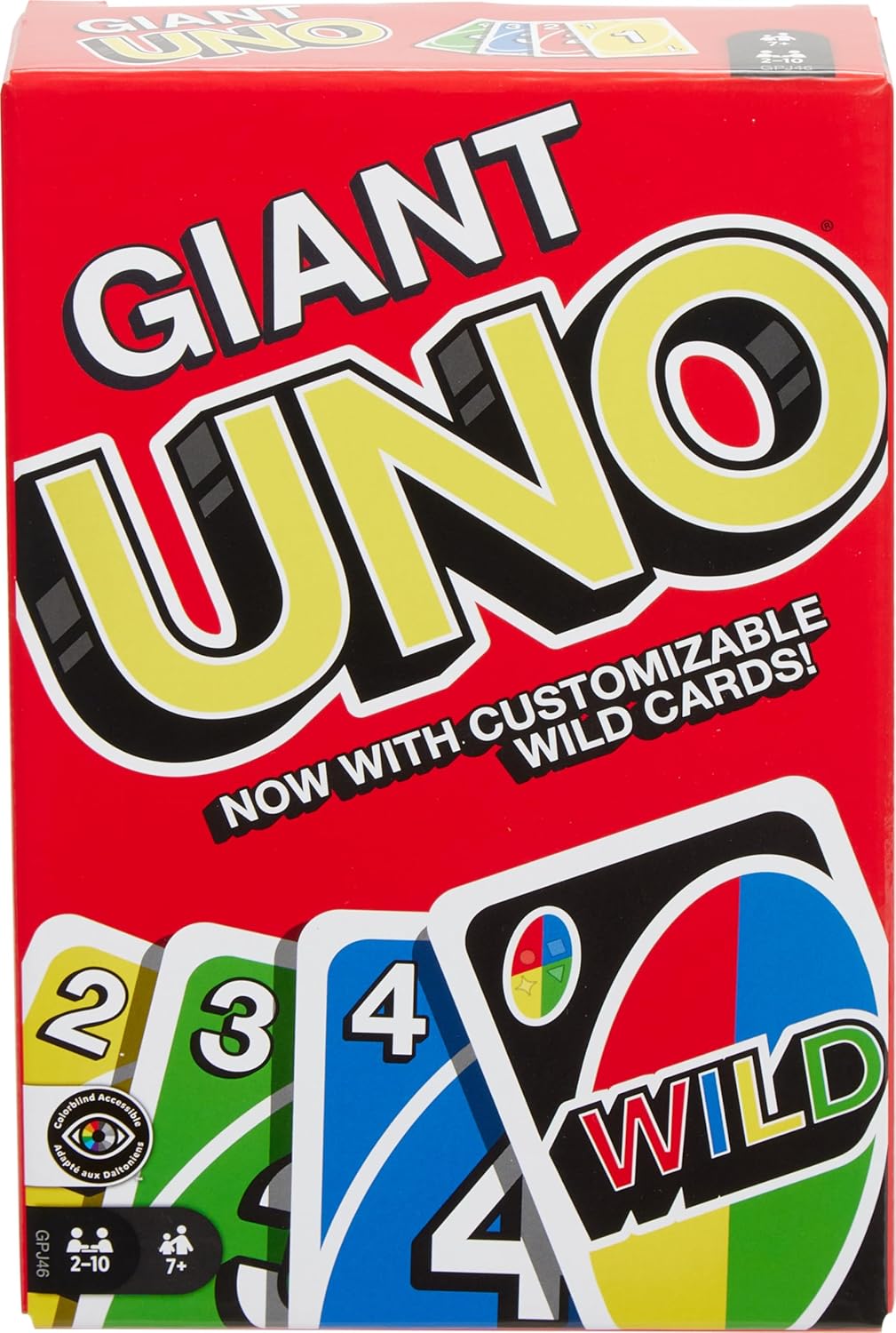 Mattel Games Giant UNO Card Game for Kids, Adults & Family Night with Oversized & Features for 2 to 10 Players