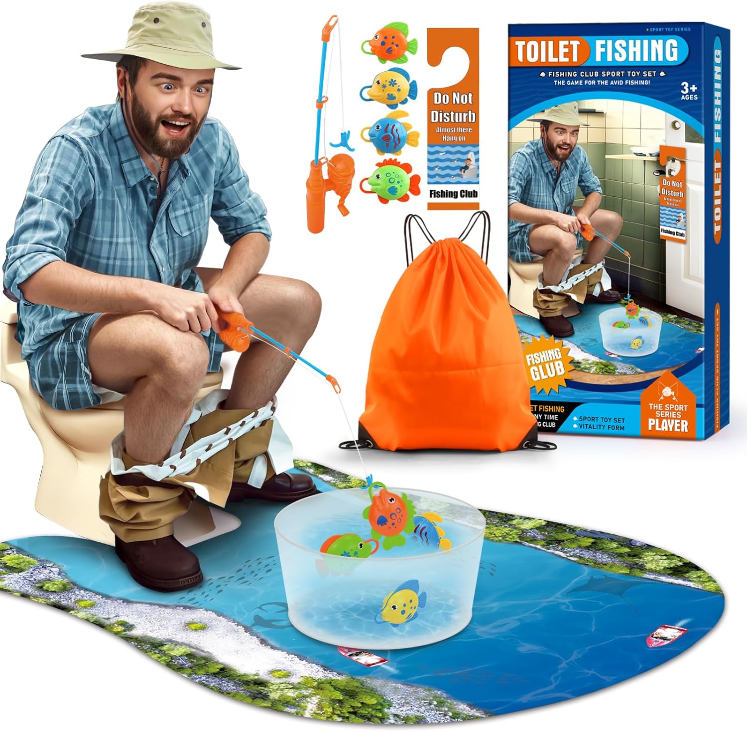 Toilet Fishing Funny Gifts for Men – White Elephant Gifts Potty Fisher to Kill Time, Bathroom Fishing Novelty Gag Gifts for Men Dad Husband Adults, Prank Joke Dad Gifts