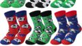 Haysandy 6 Pairs Novelty Sports Socks for Boys Kids Soccer Basketball Baseball Football Athletic Crew Sock for 8-12 Kids Gift