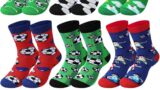 Haysandy 6 Pairs Novelty Sports Socks for Boys Kids Soccer Basketball Baseball Football Athletic Crew Sock for 8-12 Kids Gift