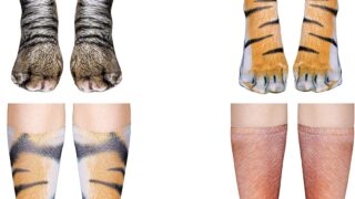 4 Pairs Animal Paw Socks Unisex 3D Print Cat Dog Tiger Novelty Stockings for Women Men White Elephant Gag Gifts Prank Christmas Party Favors